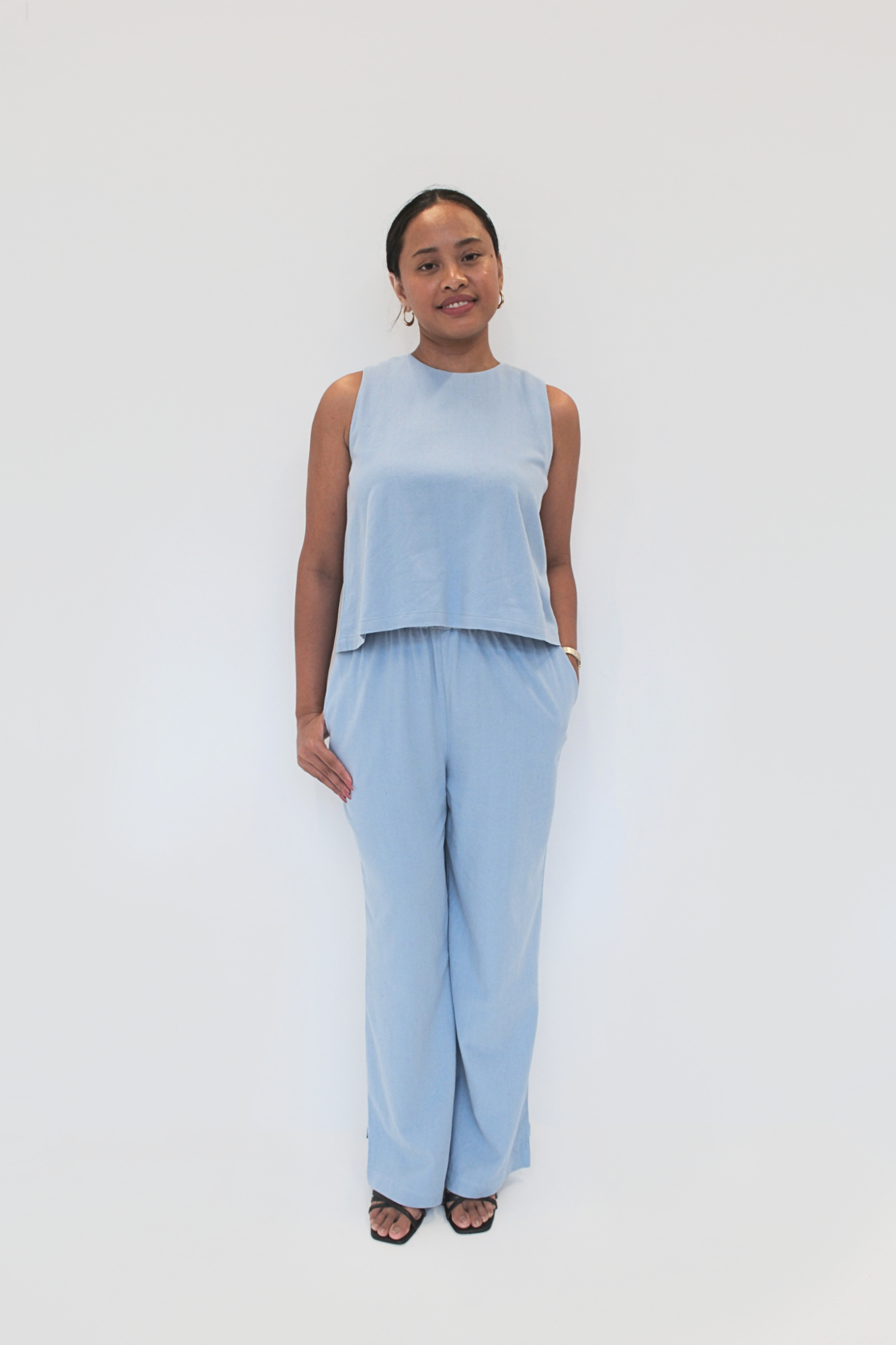 Cornflower Blue Boxy Tank &amp; Relaxed Pants Set