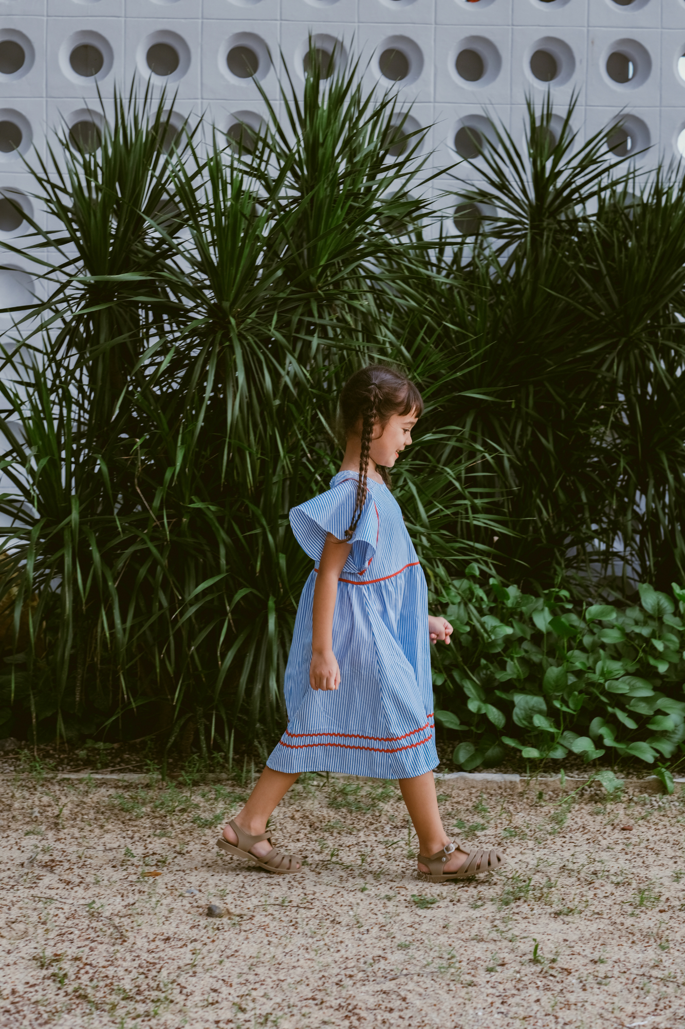 Blue Stripe Apple Molly Dress