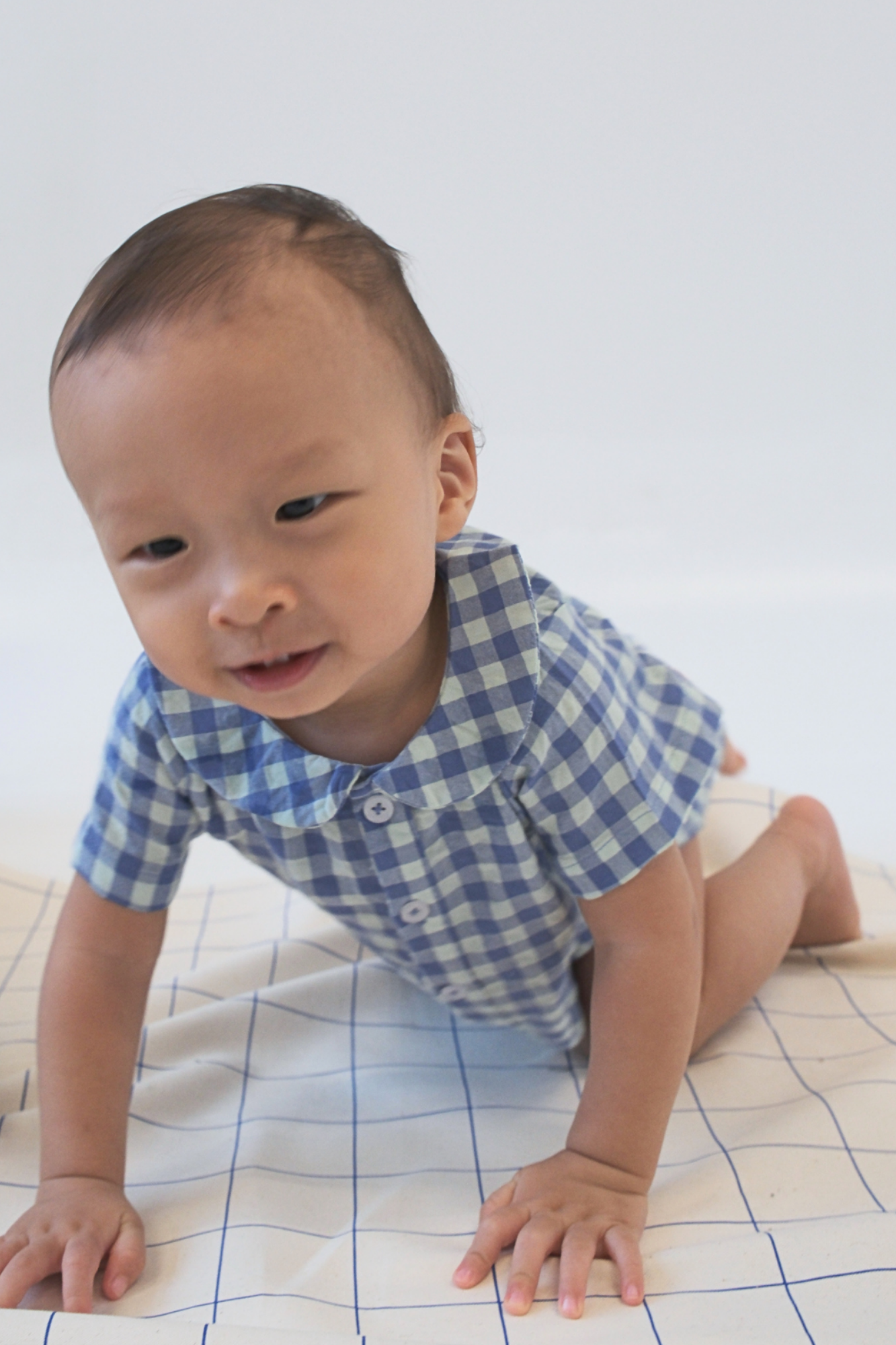 Blue Plaid Peter Pan Romper