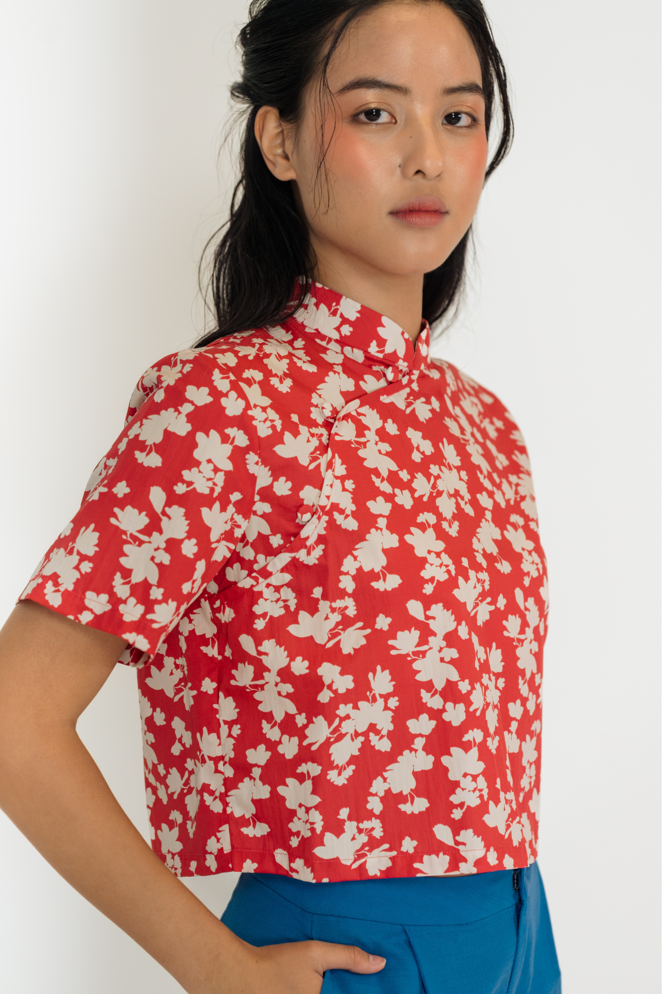 Ruby Bloom Cheongsam Top
