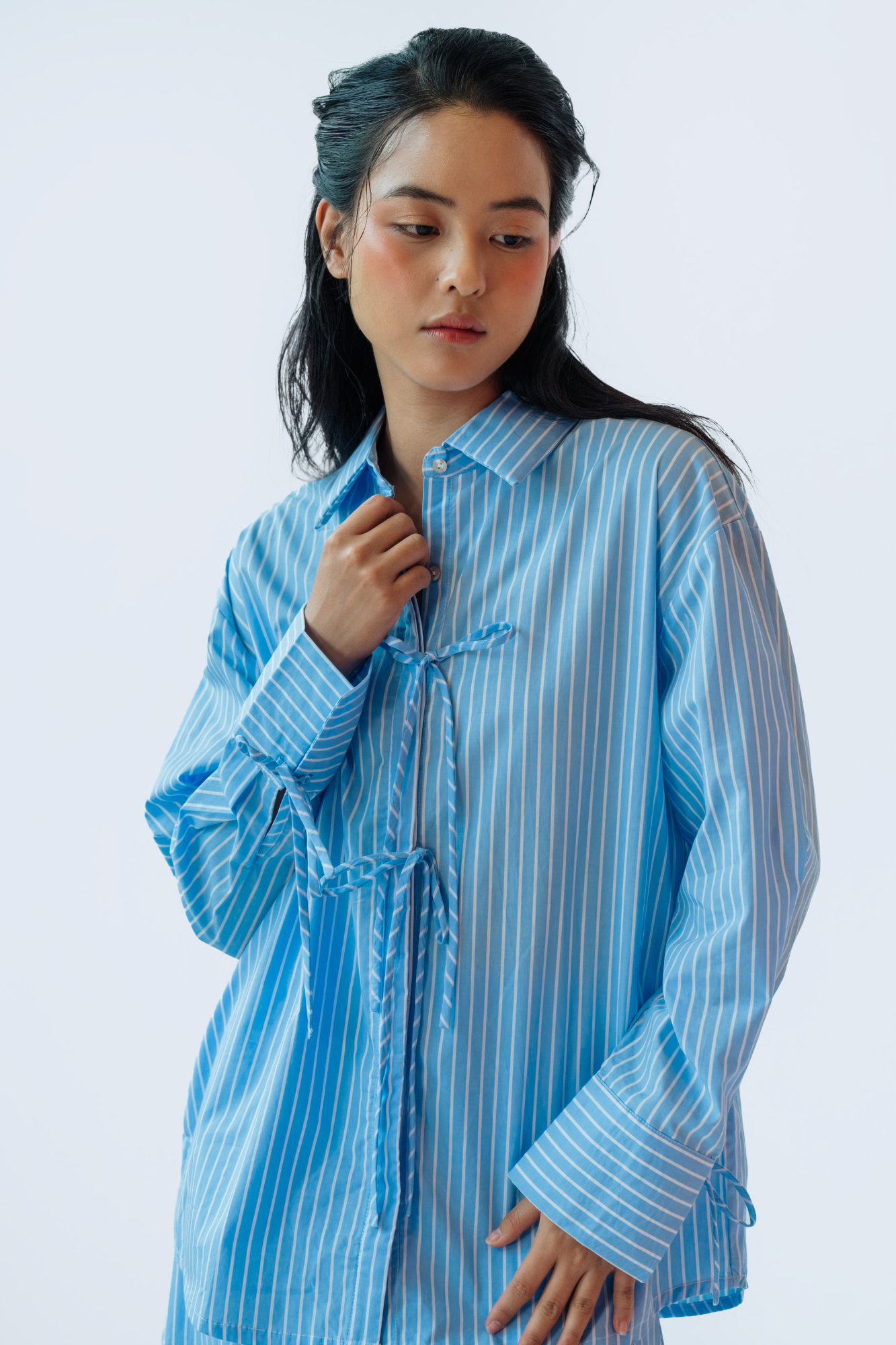 Indigo Stripe Oversized Shirt