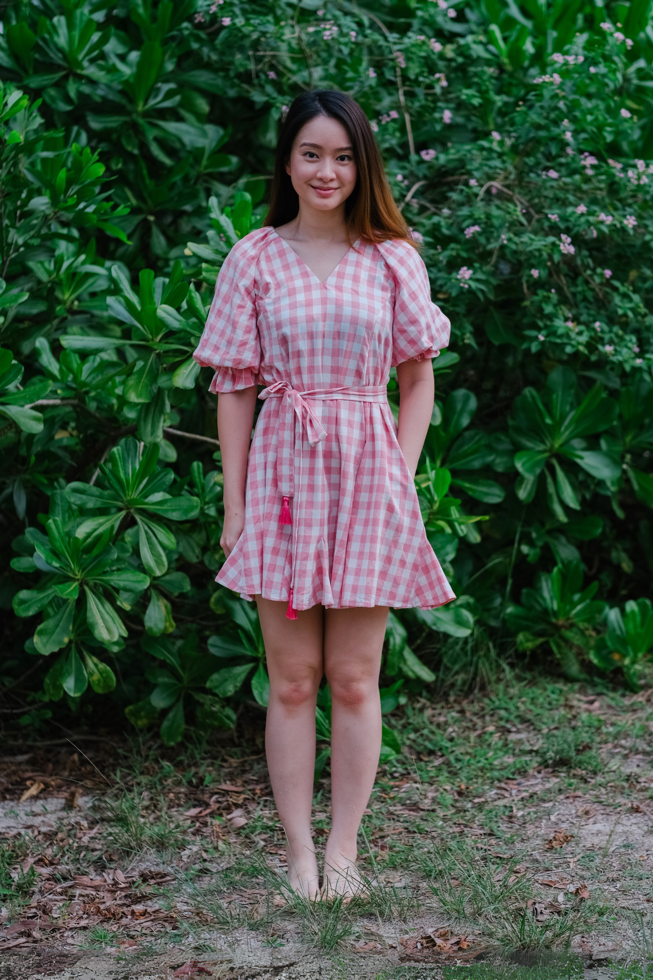 Pink Check Relaxed Mini Dress