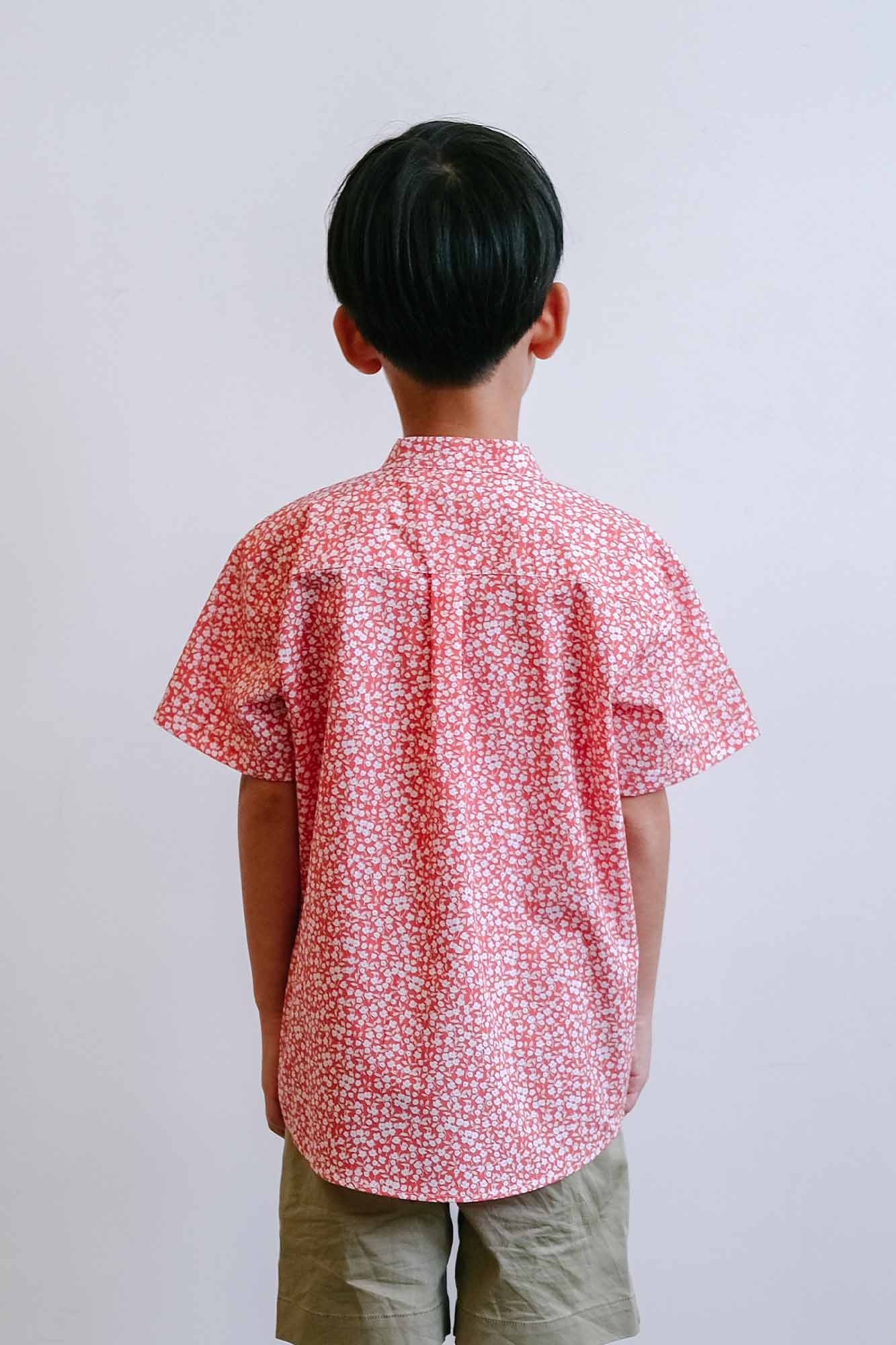 Red Hyacinth Mandarin Shirt