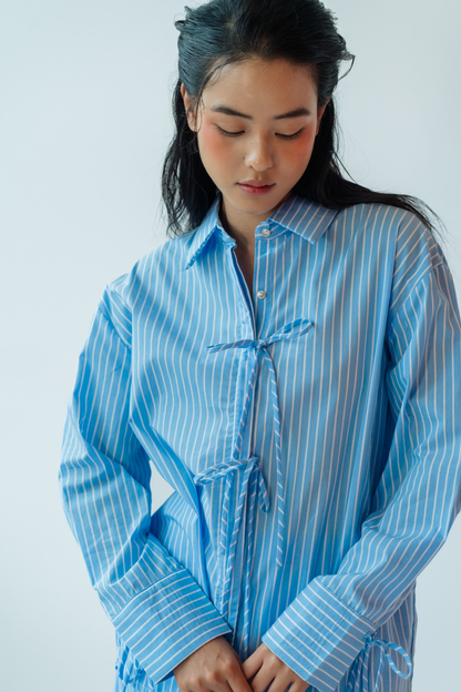 Indigo Stripe Oversized Shirt