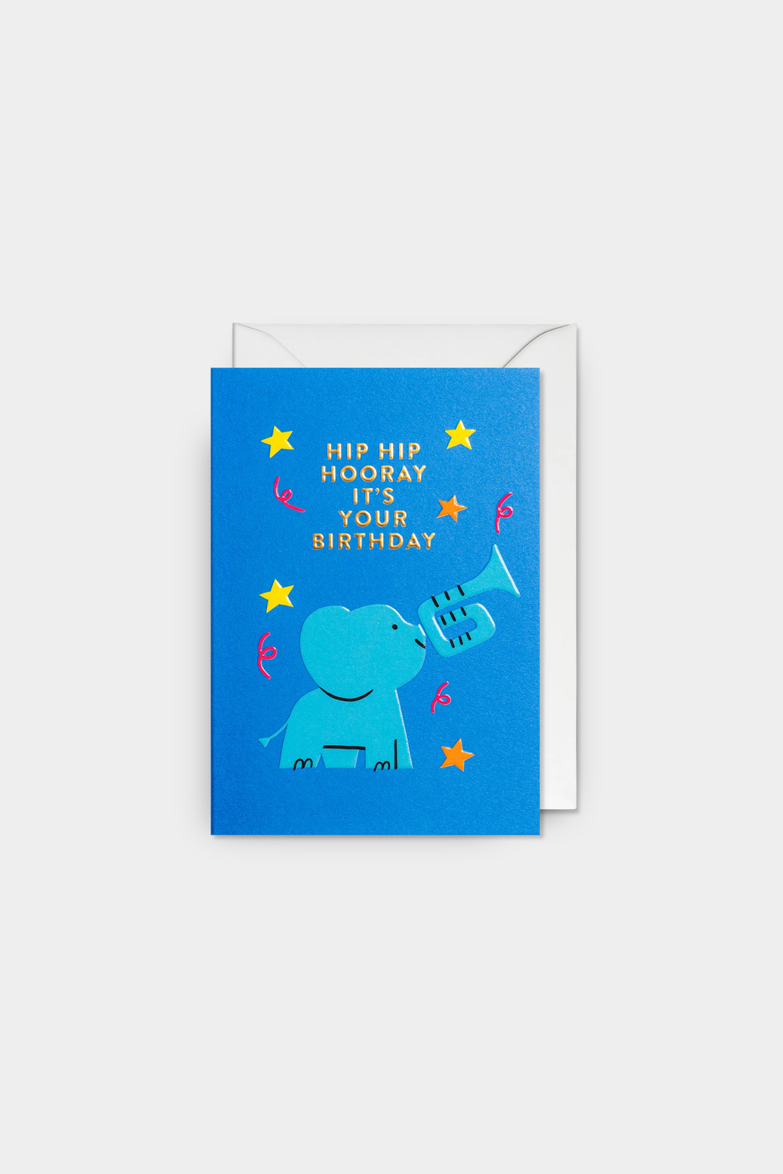 Hip, Hip Hooray! Birthday Elephant Trumpet Greeting Card