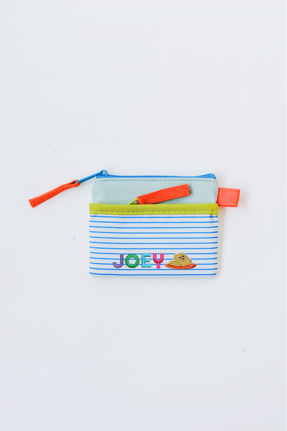 Personalisable Lemon Stripe Flat Pouch