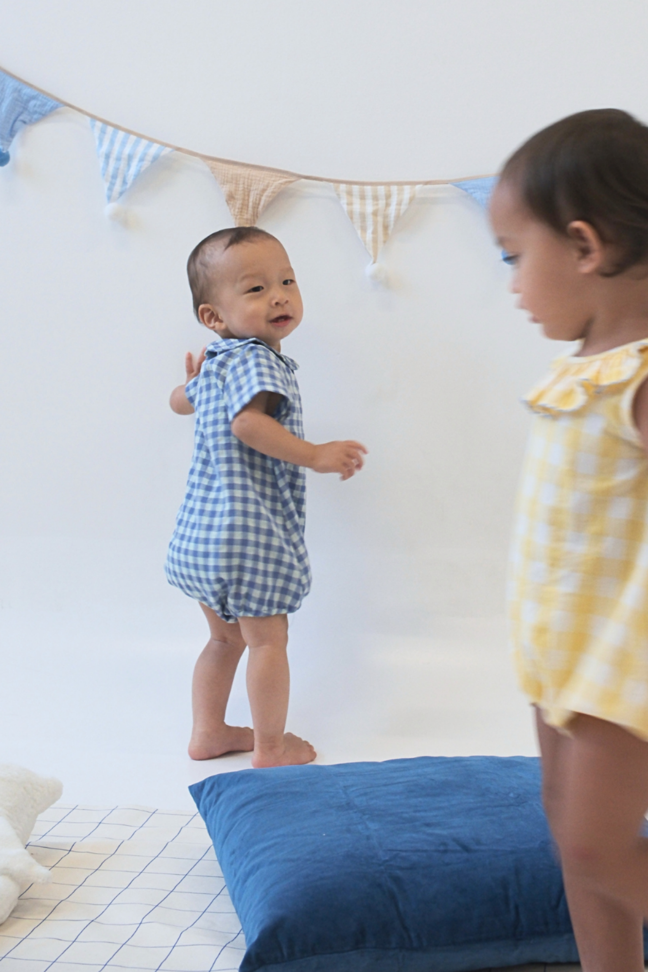 Blue Plaid Peter Pan Romper