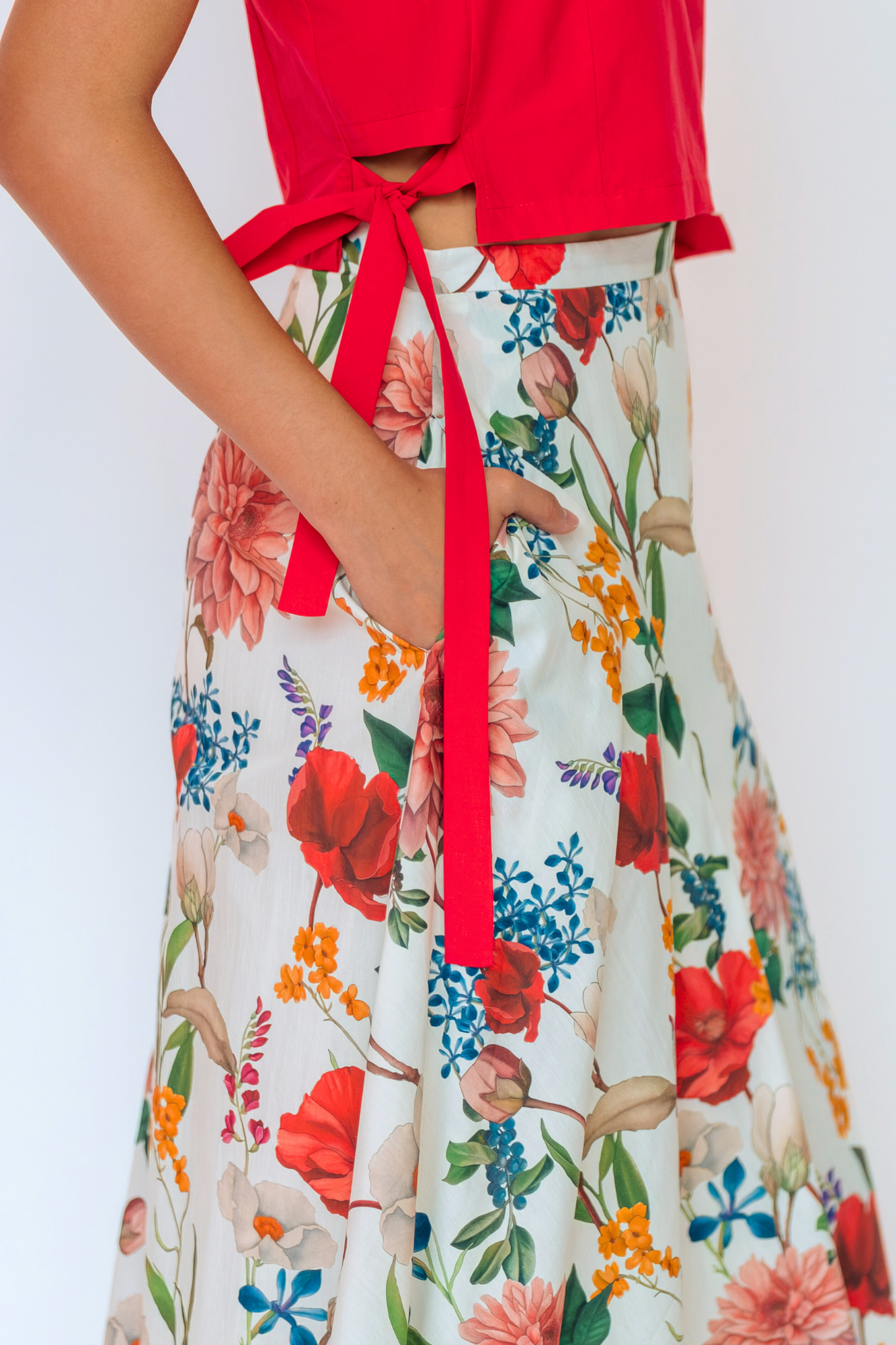 Poppy Garden Asymmetrical Skirt