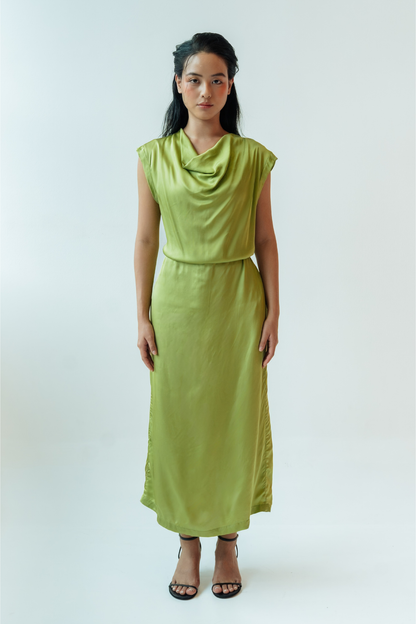 Chartreuse Cowl Neck Dress