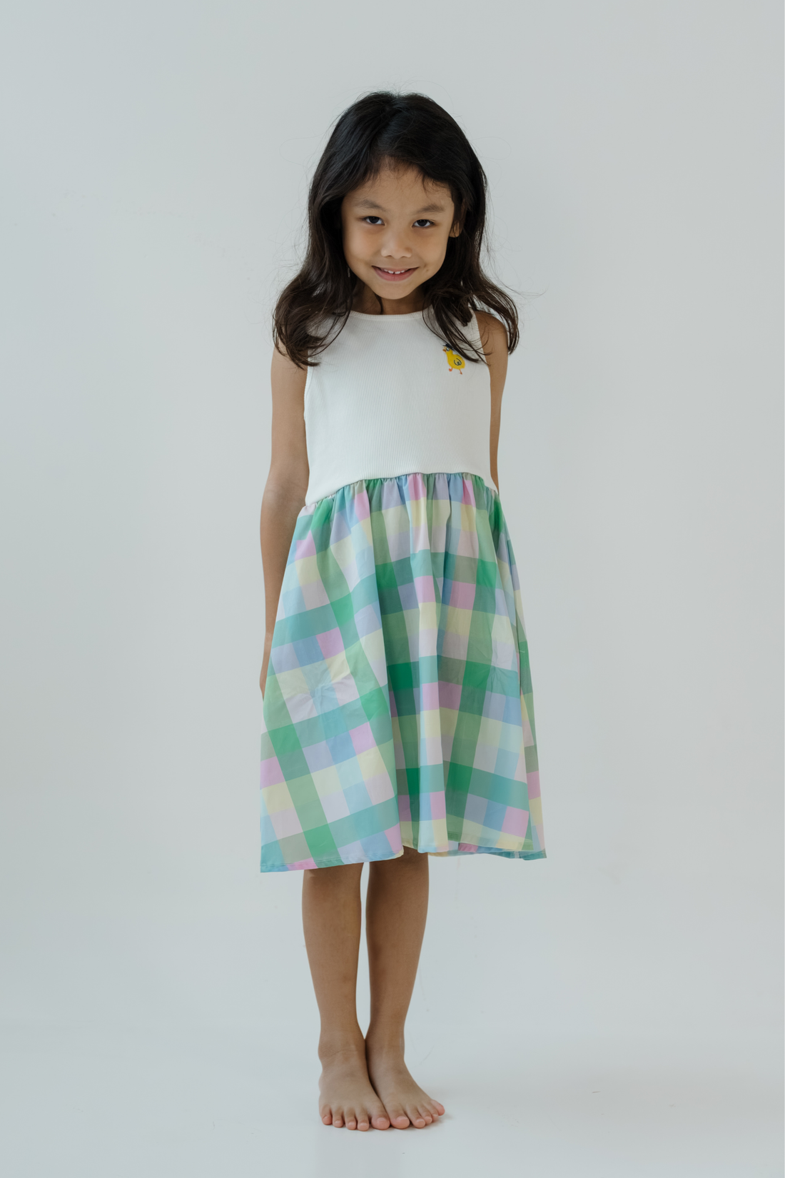 Lavender Plaid Splice Dress