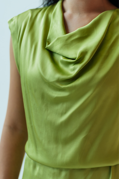 Chartreuse Cowl Neck Dress