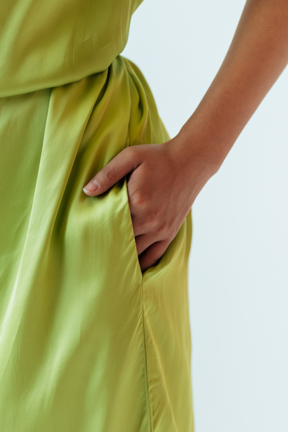 Chartreuse Cowl Neck Dress