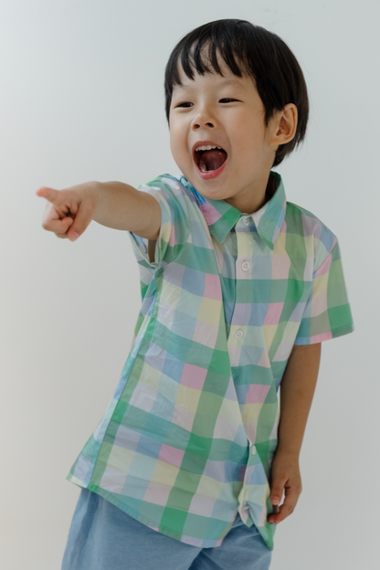 Lavender Plaid Collared Shirt