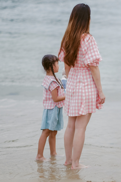 Pink Check Relaxed Mini Dress