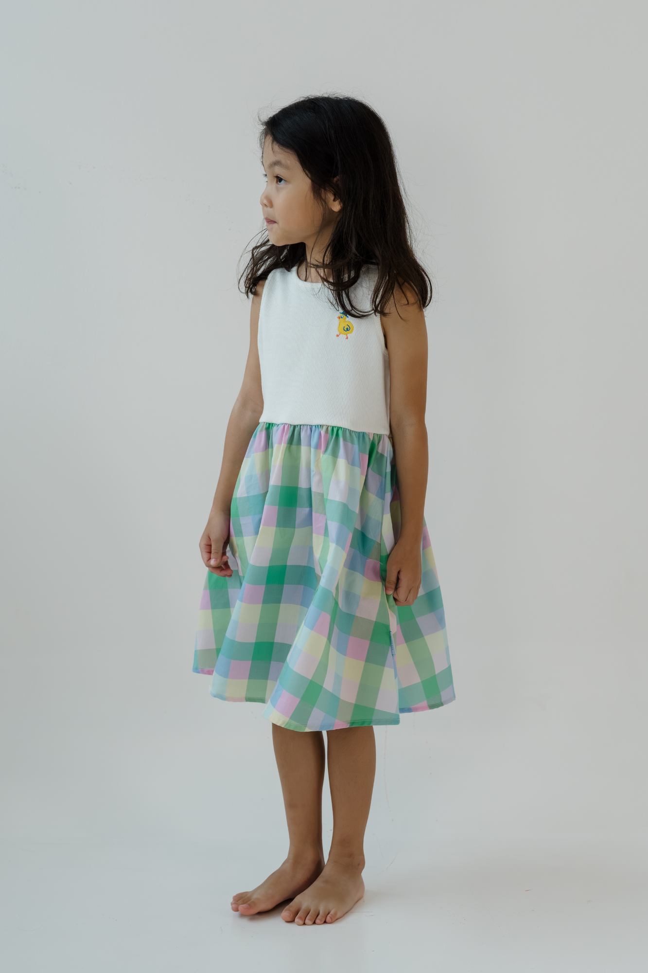 Lavender Plaid Splice Dress