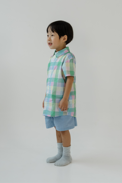 Lavender Plaid Collared Shirt