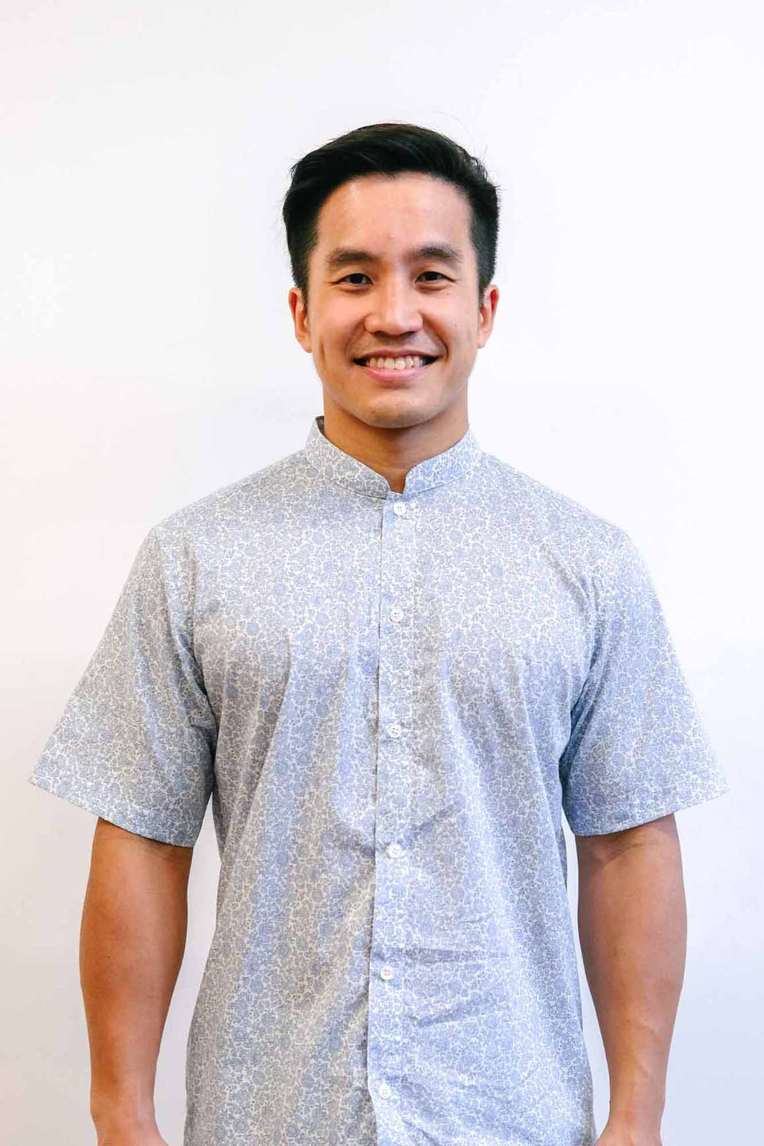 Blue Pea Liberty Mens Mandarin Shirt