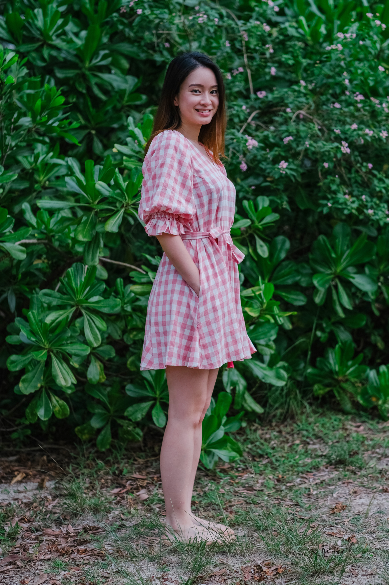 Pink Check Relaxed Mini Dress