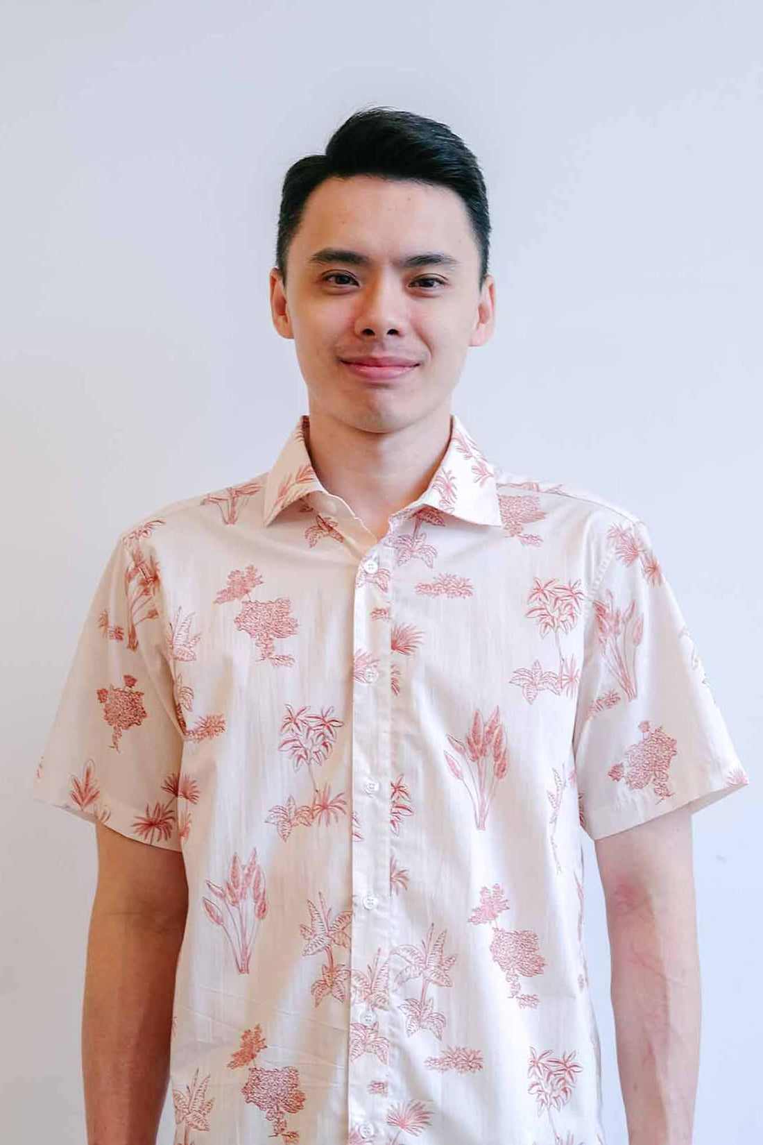 Red Botanical Mens Collared Shirt