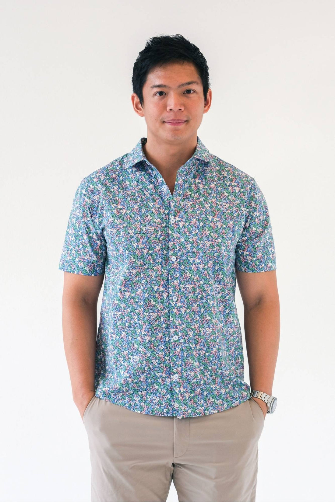 Amethyst Blooms Mens Collared Shirt