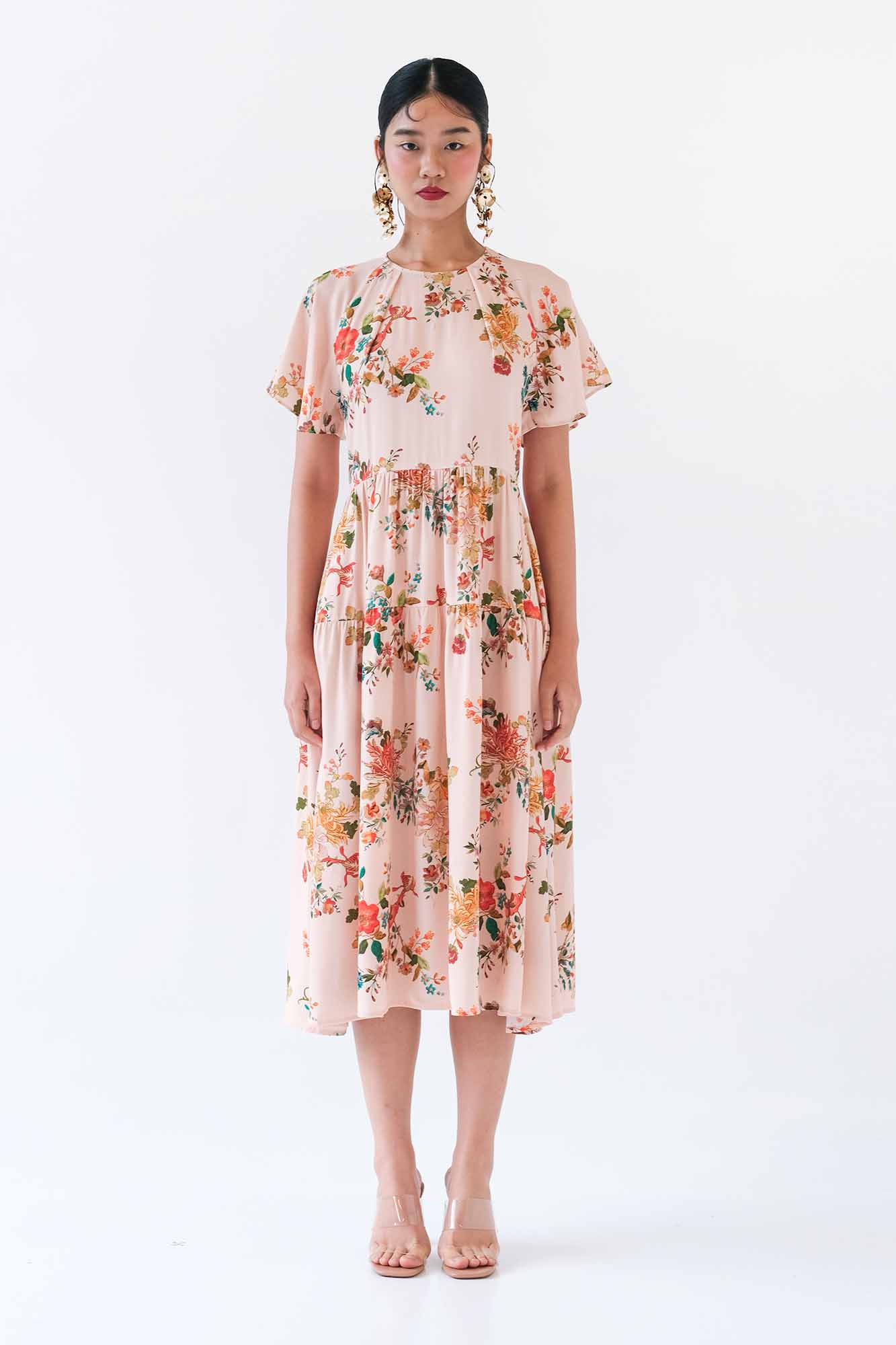 Broderie Blush Flutter Midi Dress