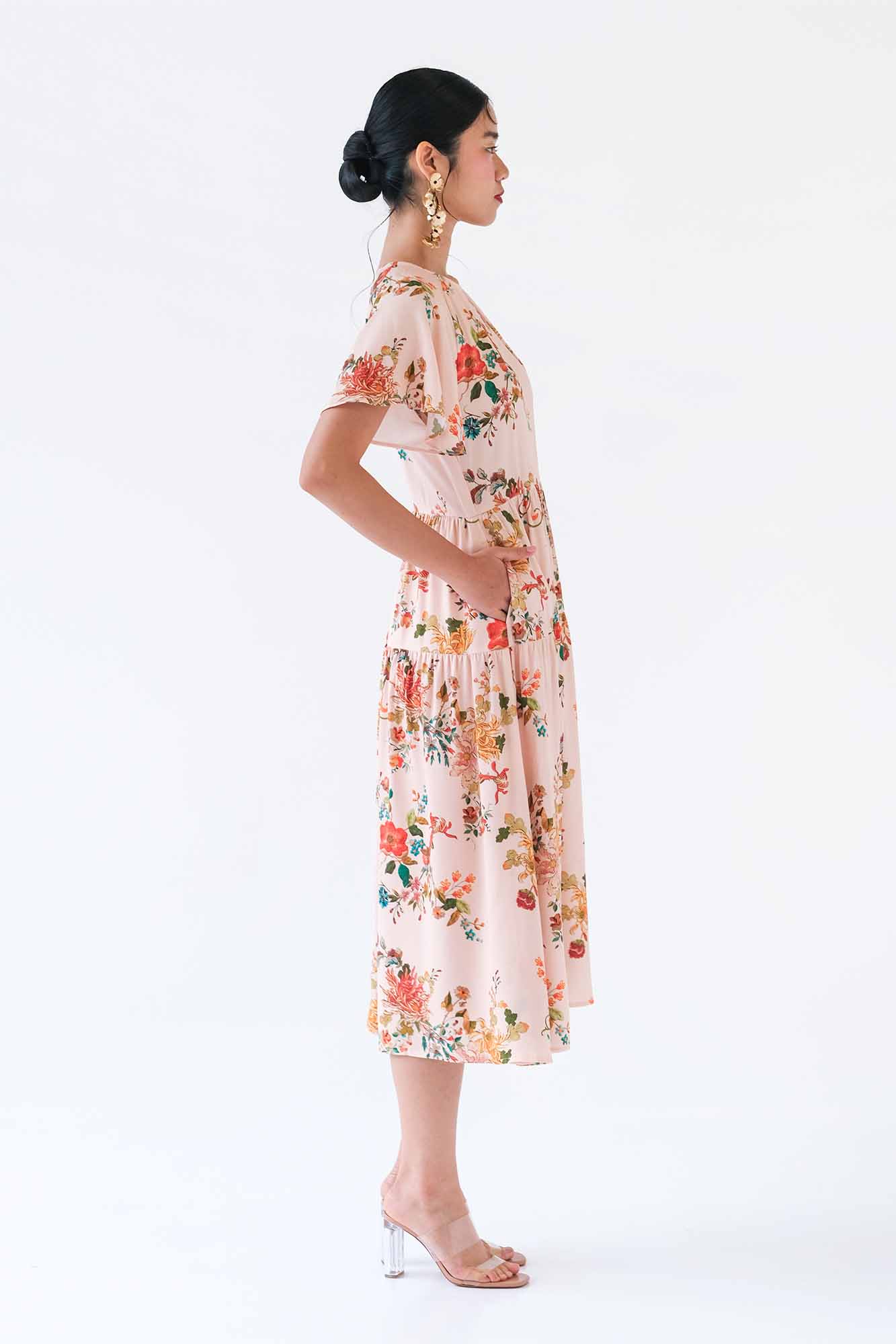 Broderie Blush Flutter Midi Dress