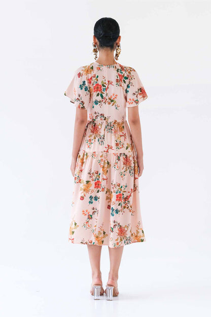 Broderie Blush Flutter Midi Dress