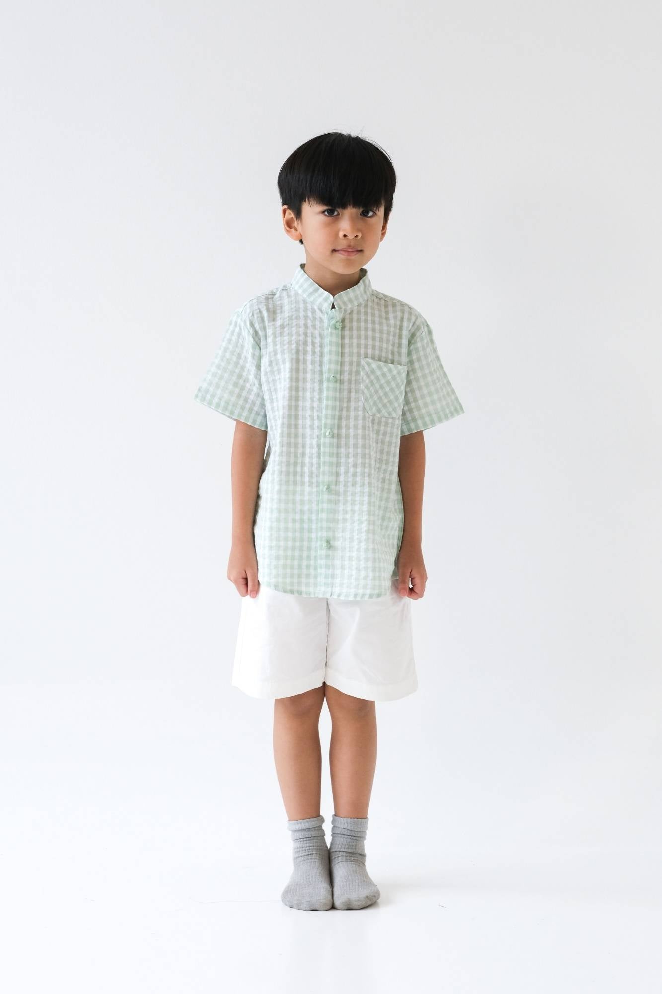 Bamboo Check Mandarin Shirt