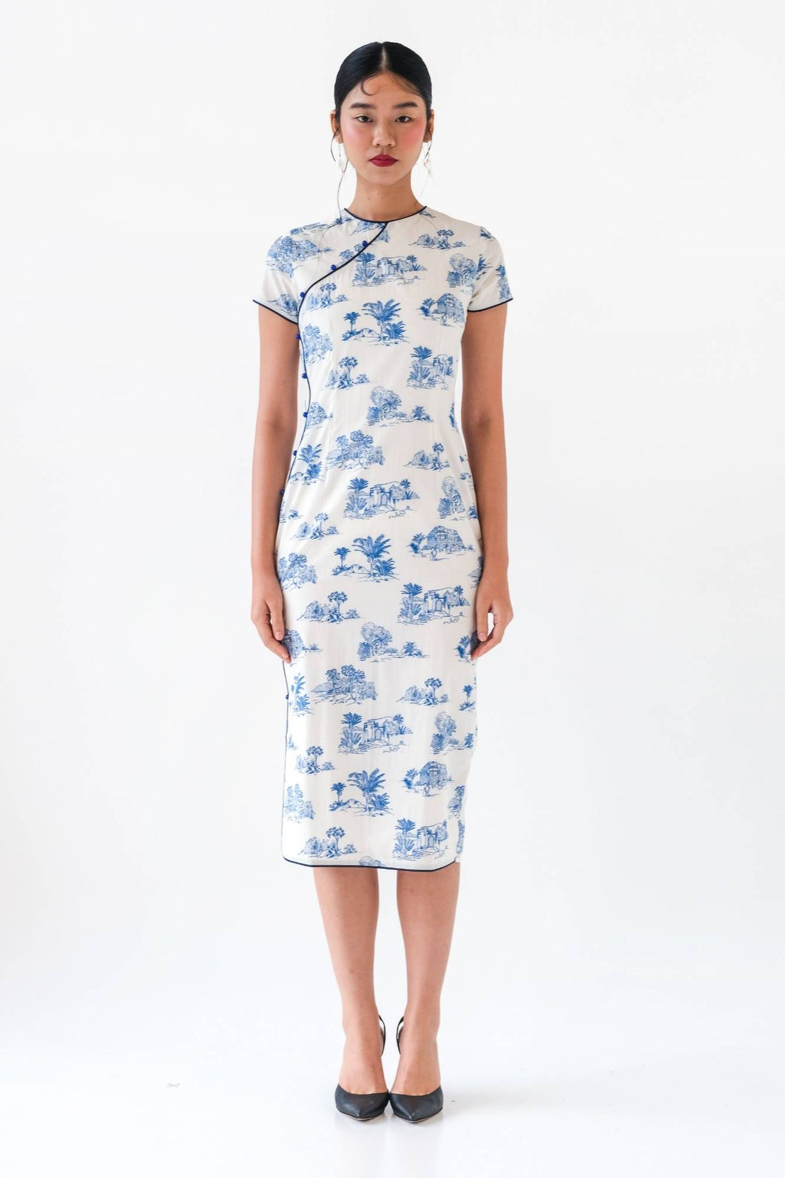 [Preorder] Blue Toile Button Down Cheongsam