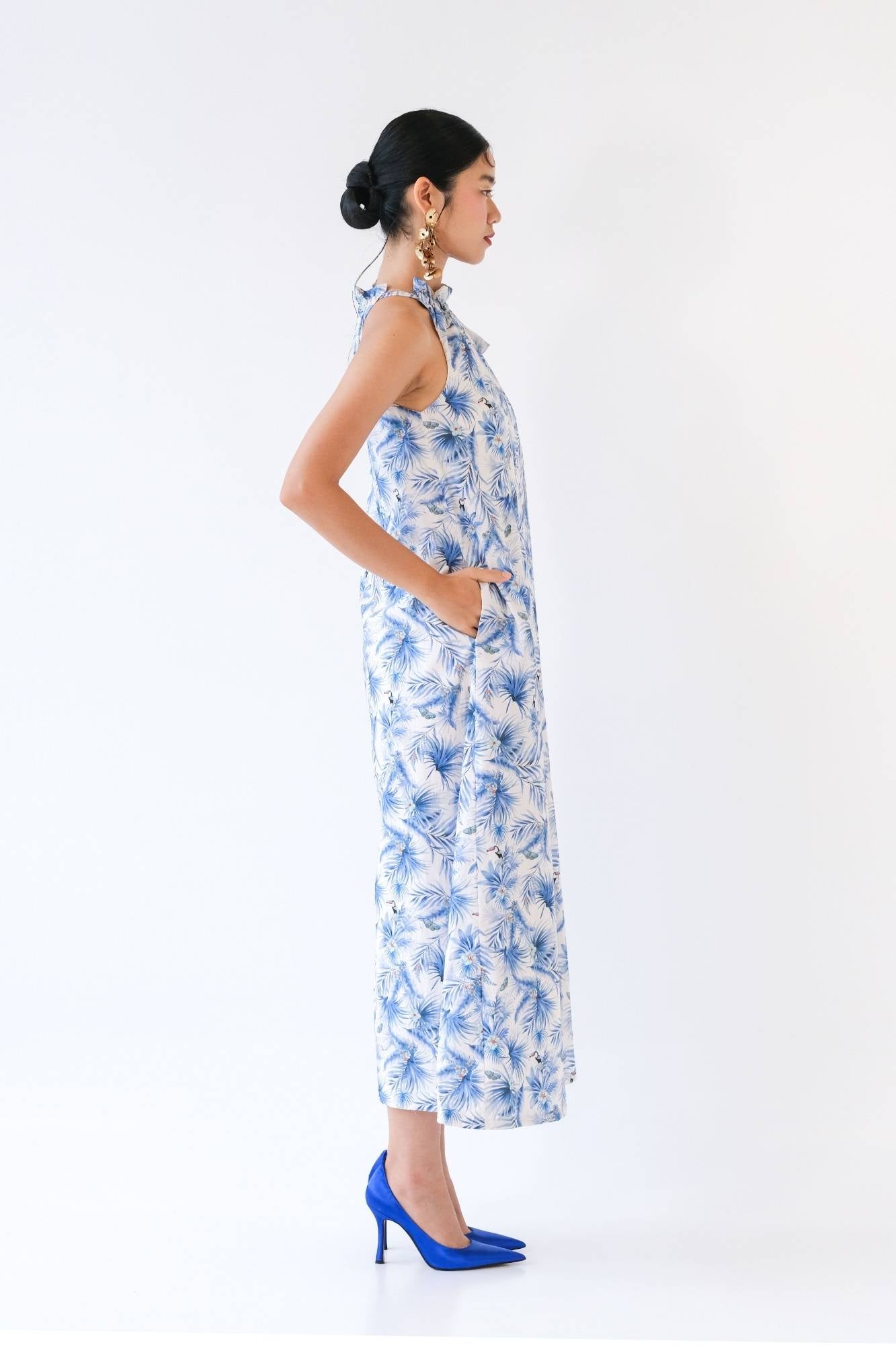 Blue Willow Halter Maxi Dress