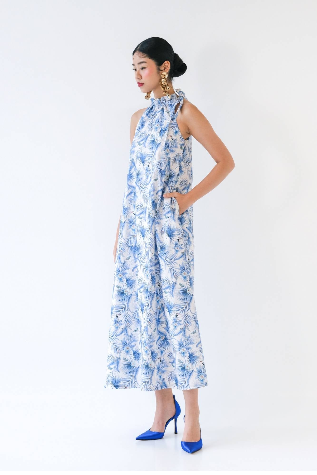 Blue Willow Halter Maxi Dress