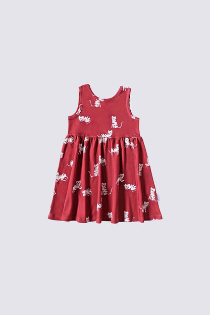 Burgundy Tiger Sleeveless Dress