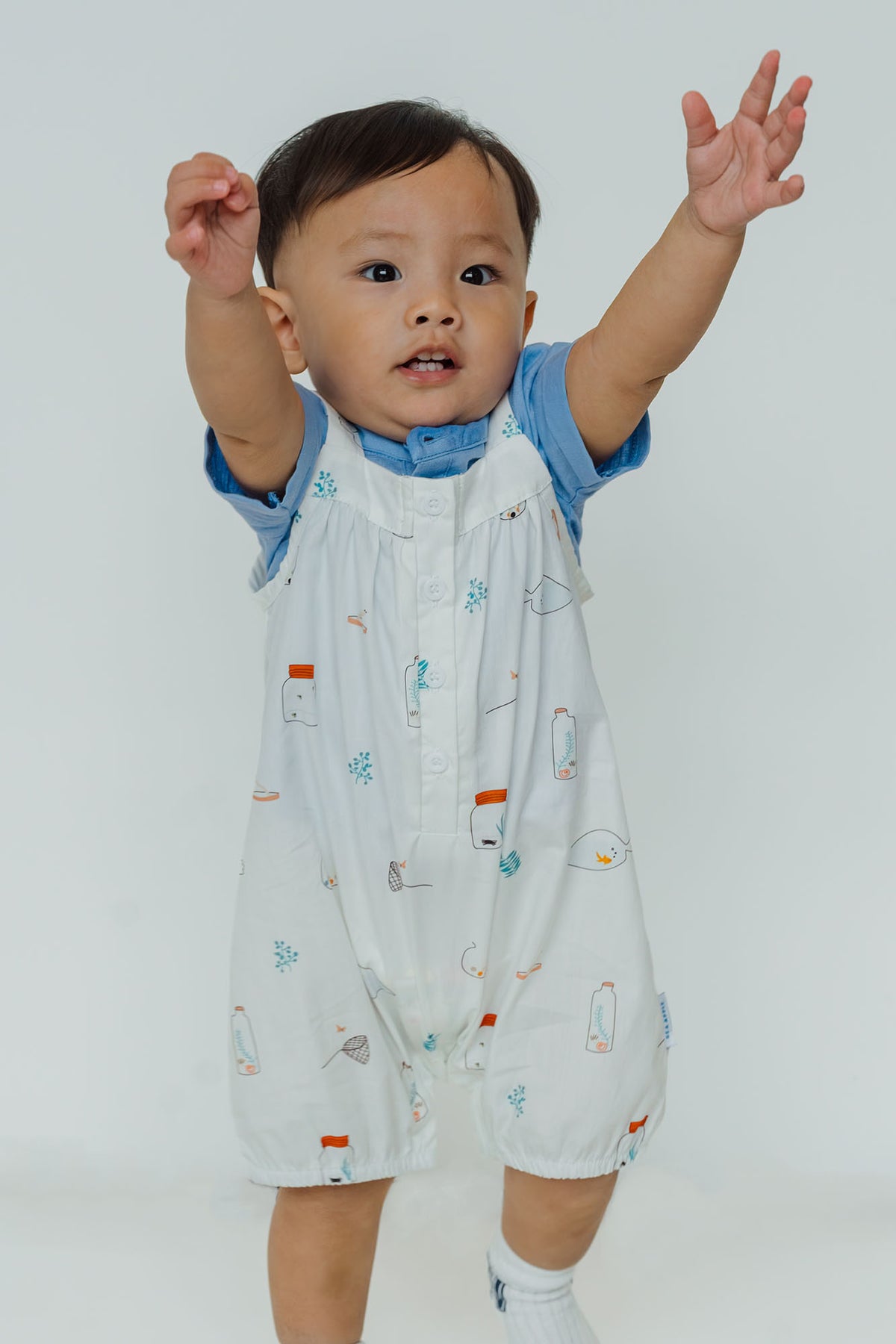 Catch Me Baby Overalls - Cloud