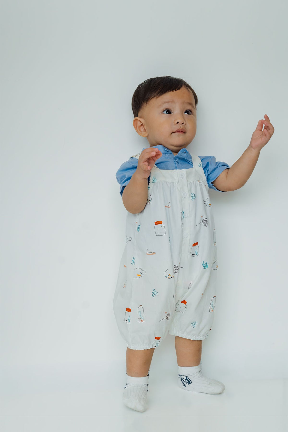 Catch Me Baby Overalls - Cloud