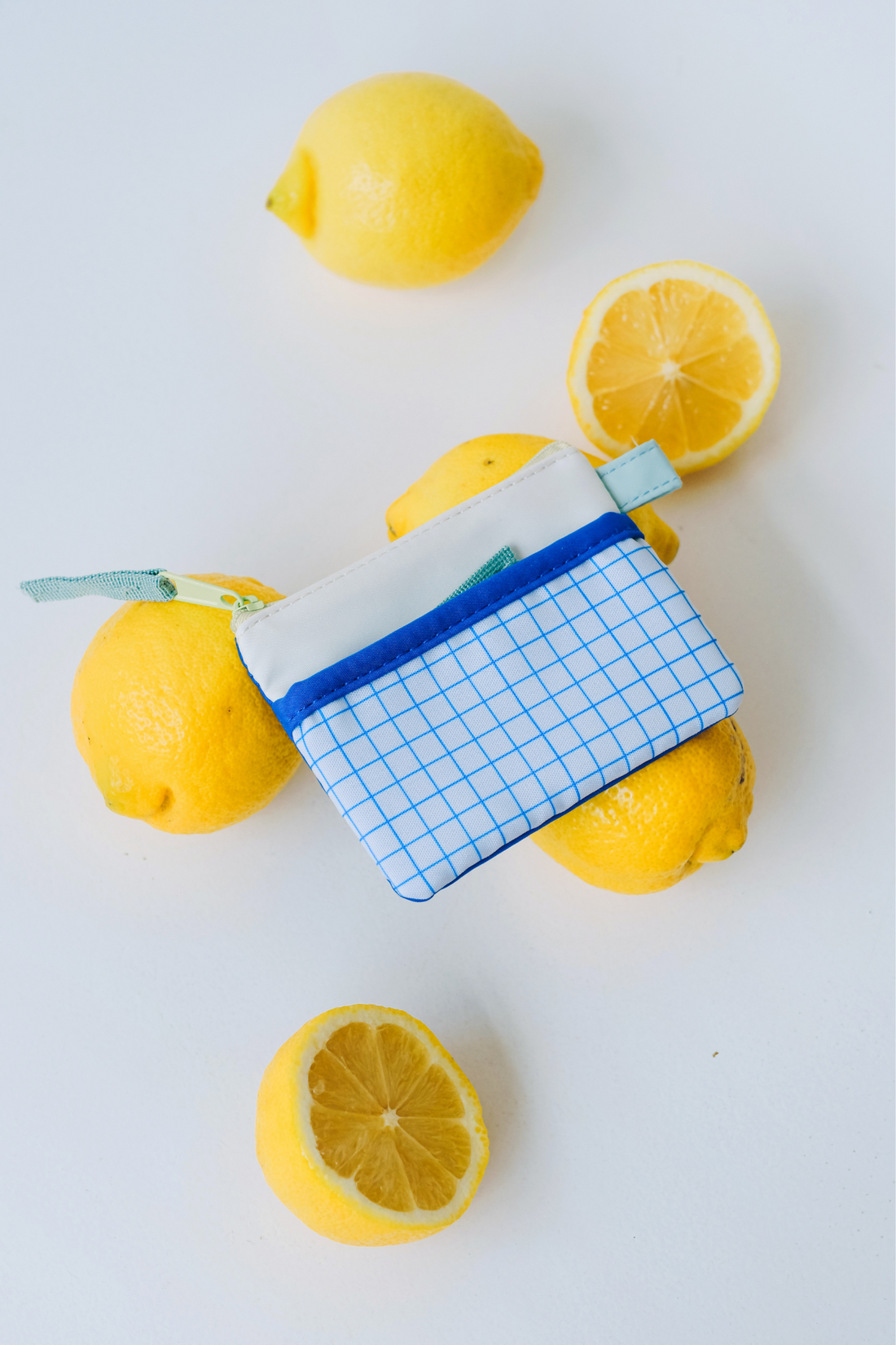 Personalisable Cobalt Grid Flat Pouch