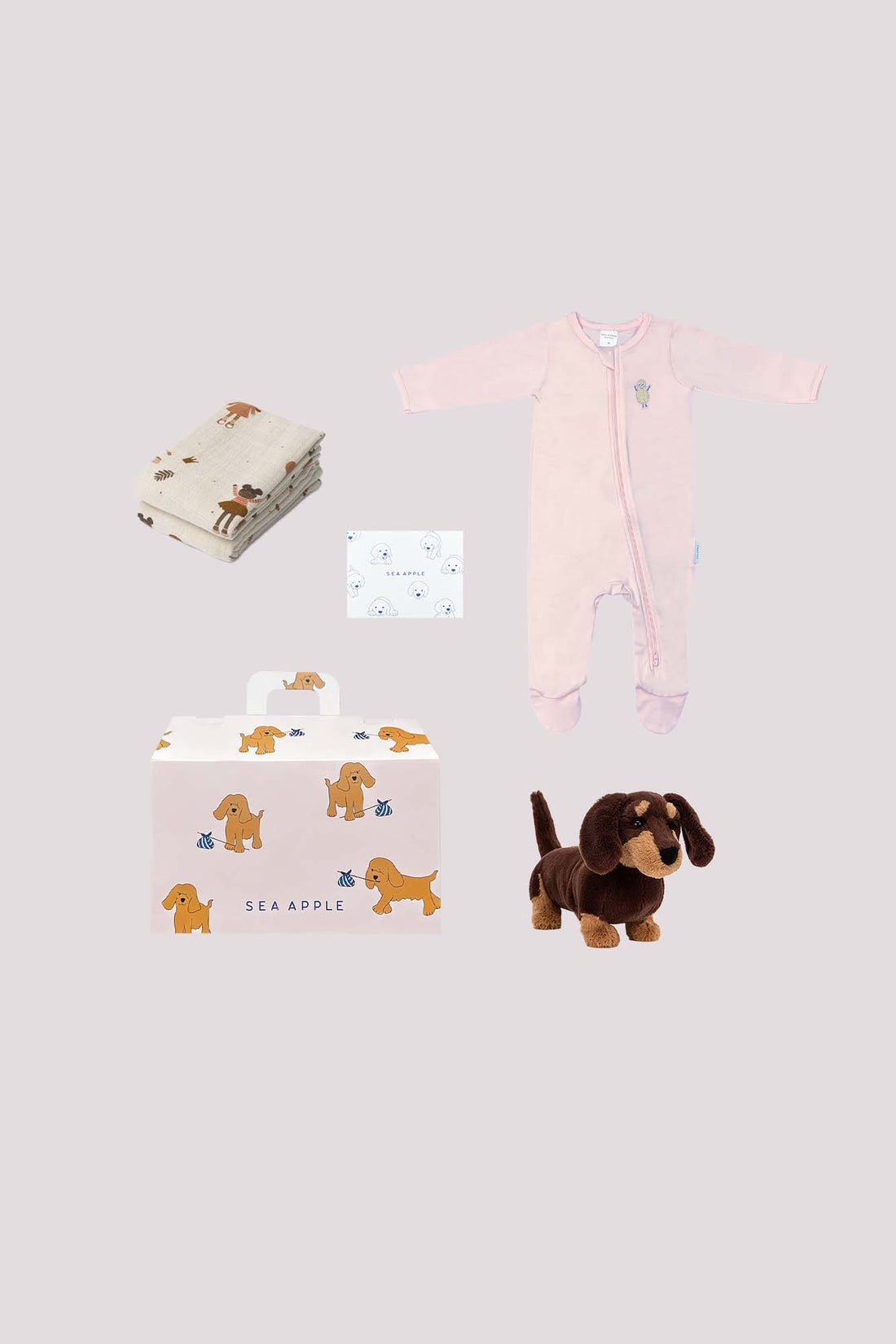 Personalisable Baby Girl Puppy Pals Gift Set