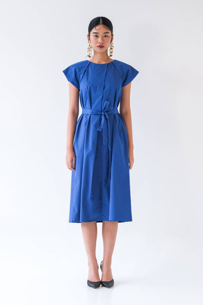 Indigo Pleated Dress