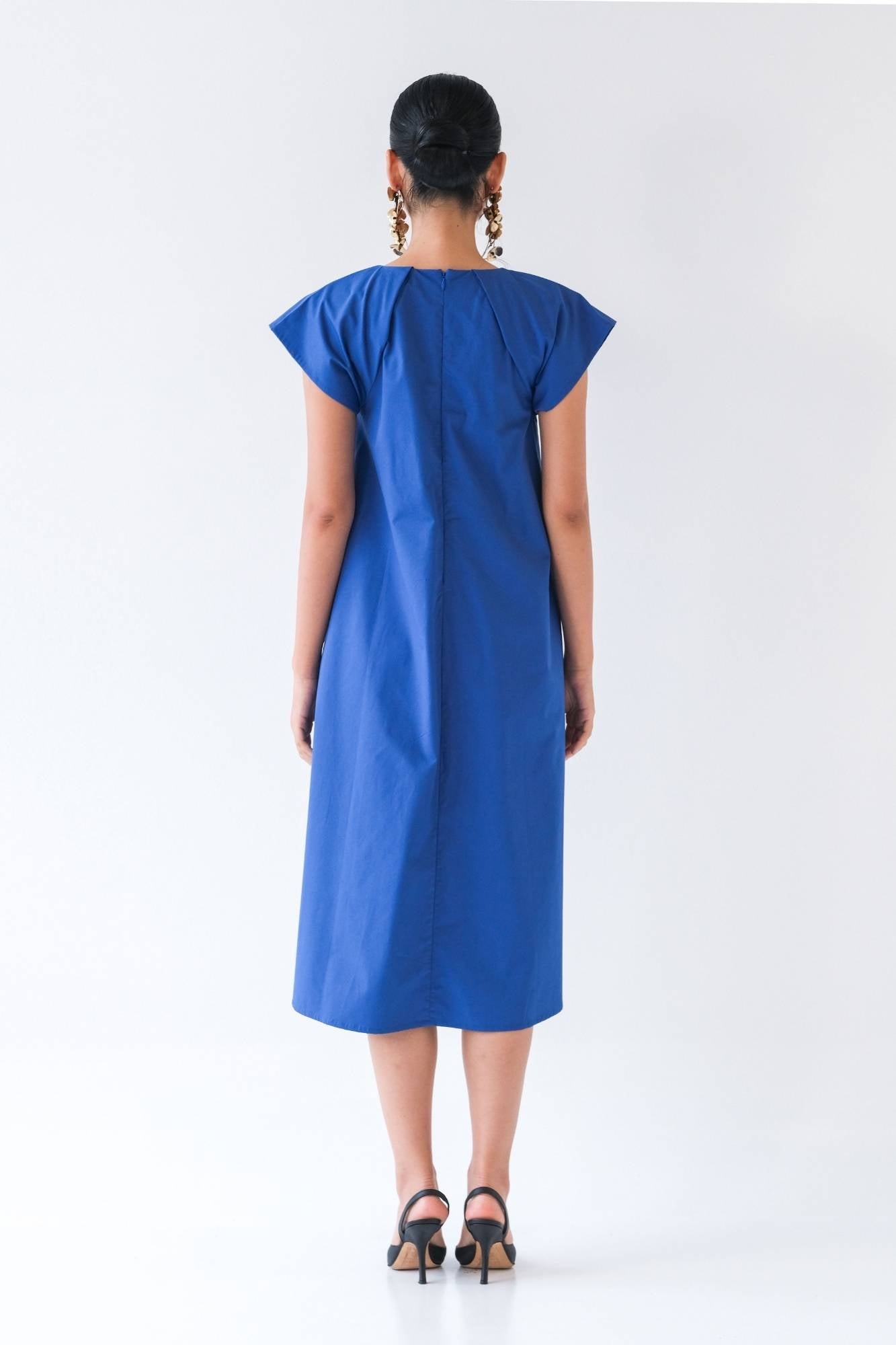 Indigo Pleated Dress