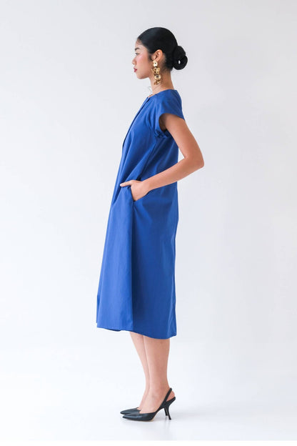 Indigo Pleated Dress