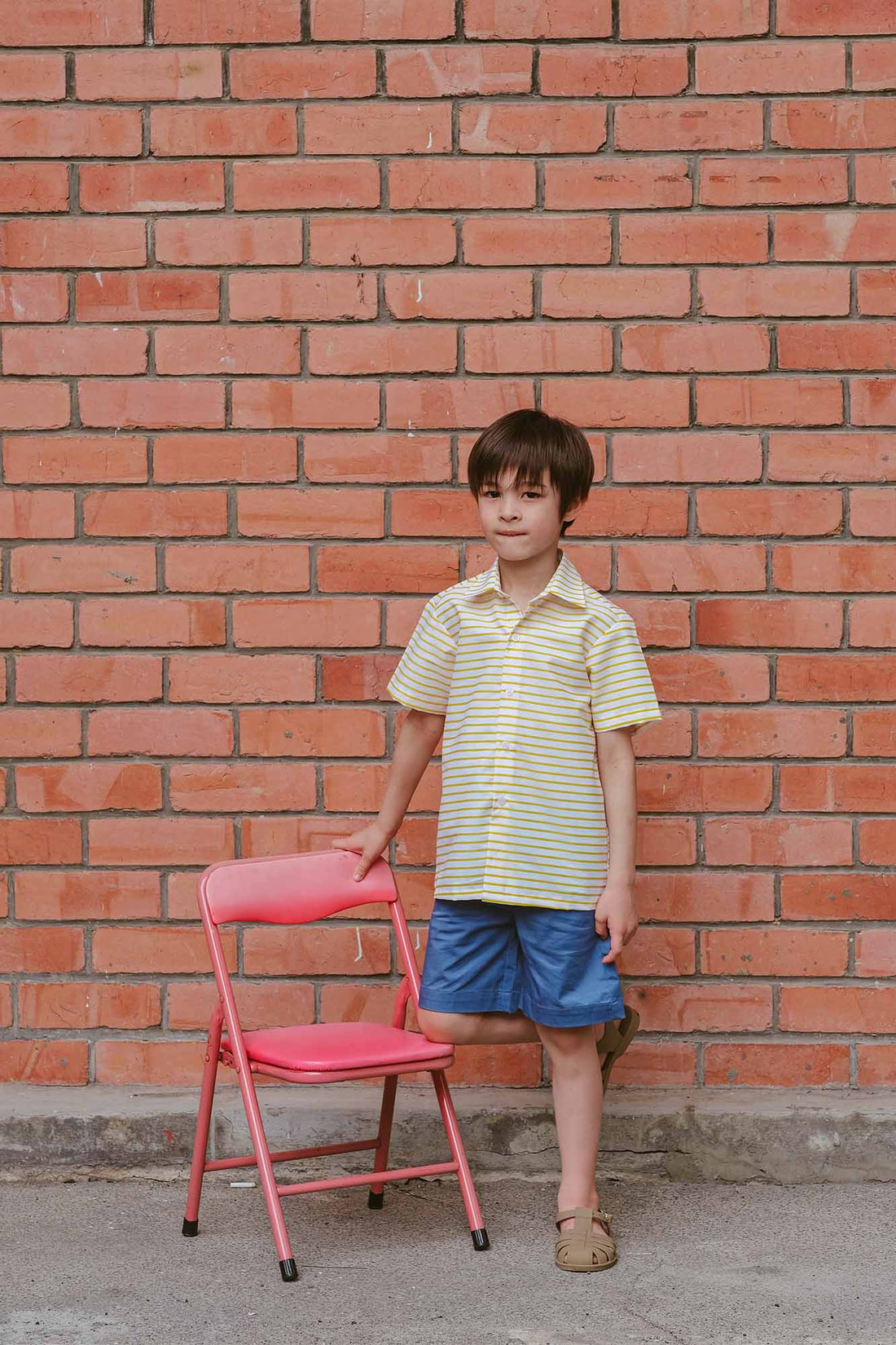 Lemon Stripe Collared Shirt