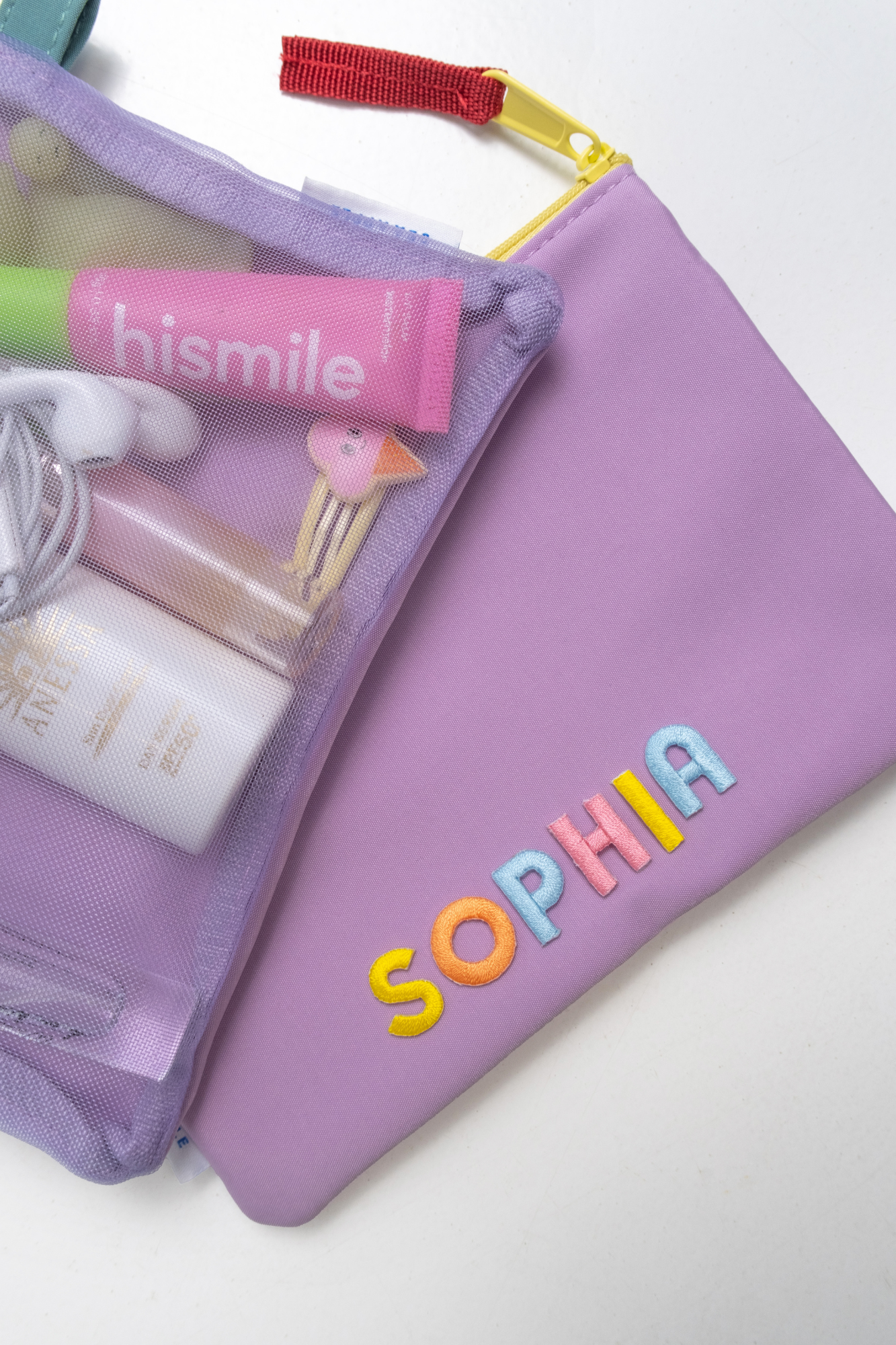 Personalisable Lilac Mesh Pouch
