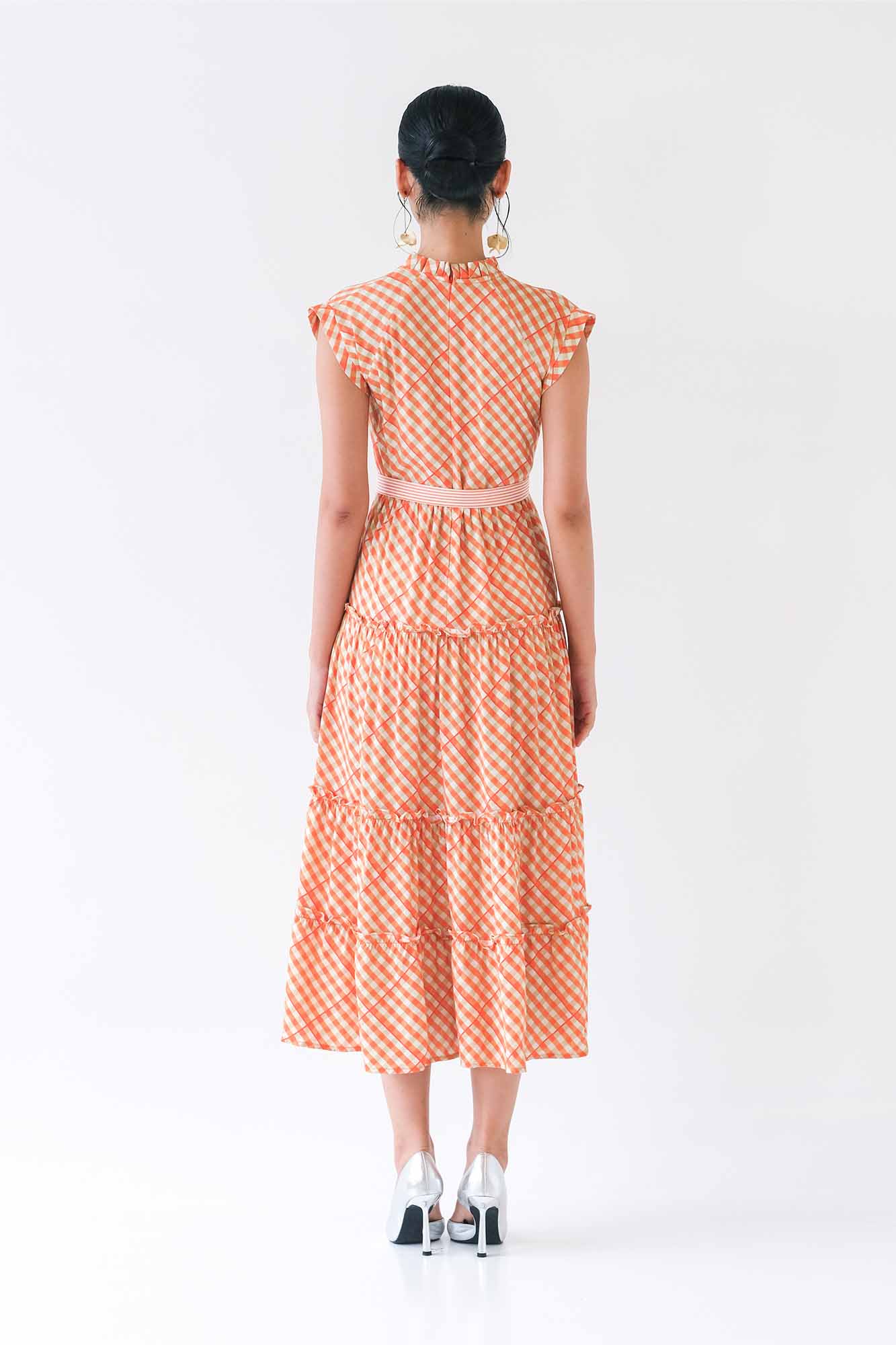 [Preorder] Mandarin Check Tiered Maxi Dress