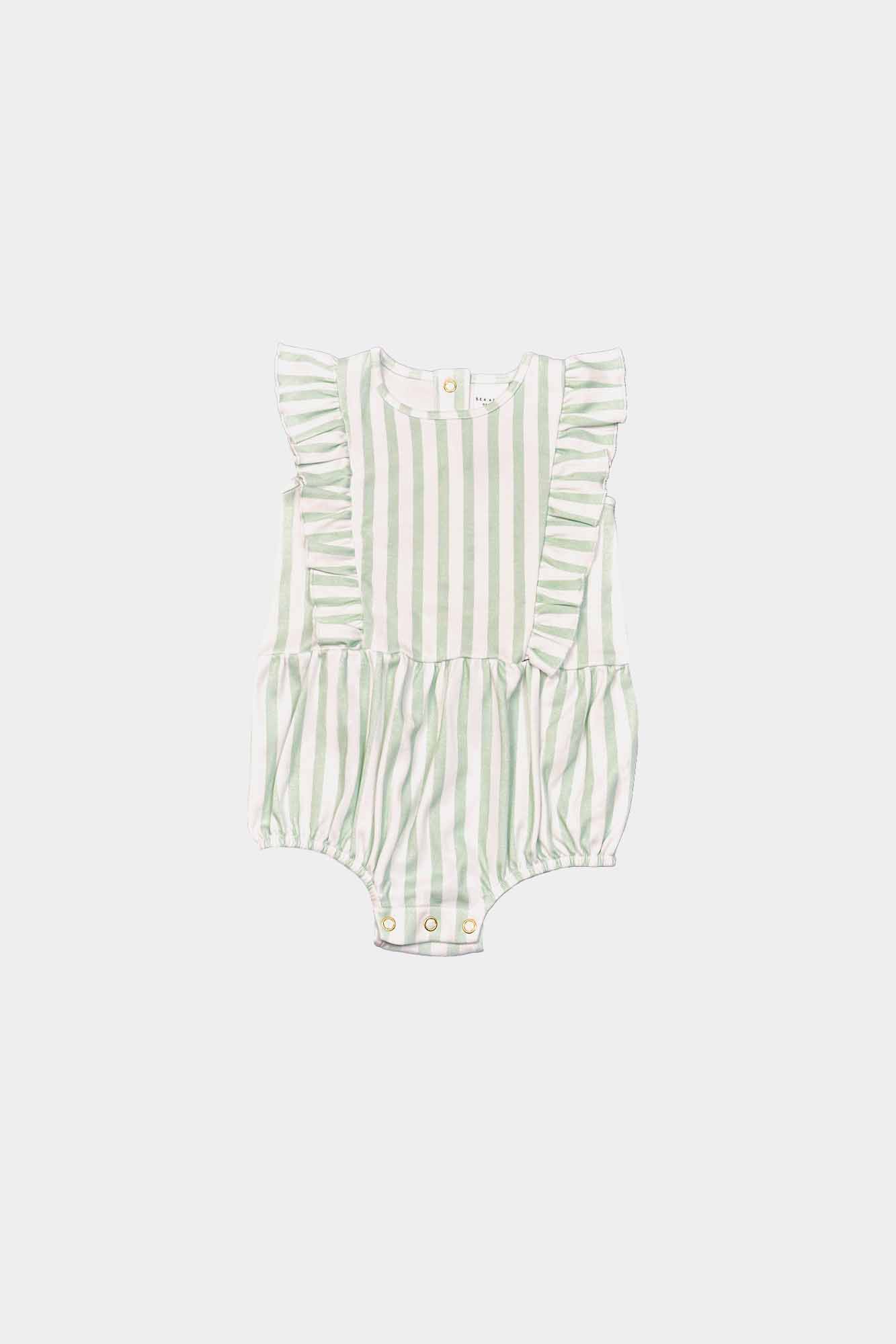 Melon Striped Ruffled Bloomers Playsuit