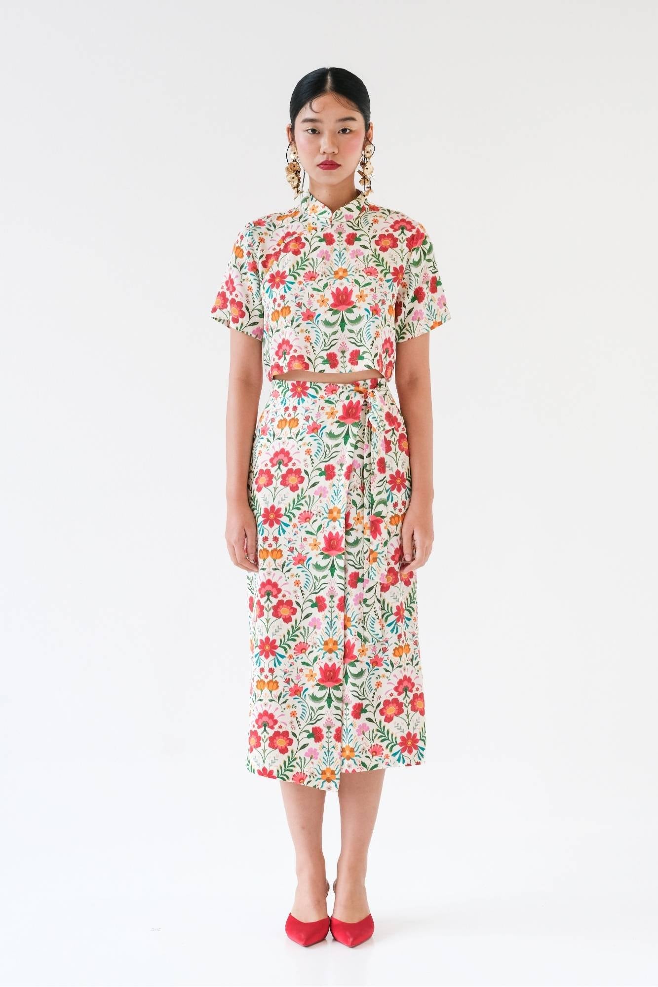 Mexican Rose Cheongsam Top