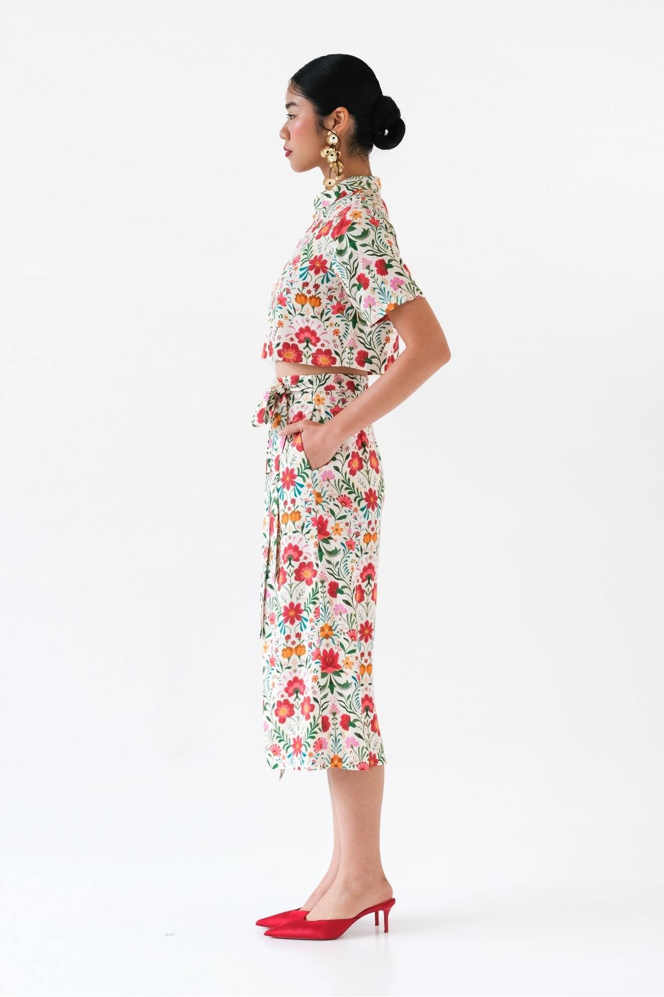 Mexican Rose Cheongsam Top