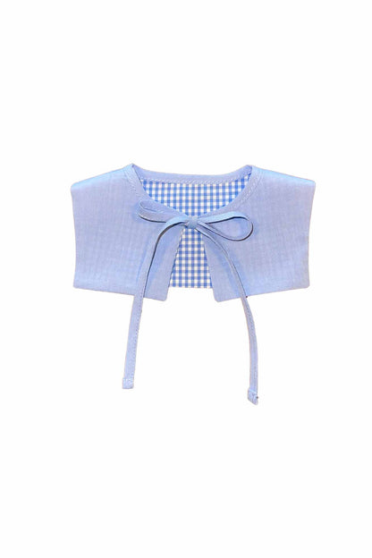 Mini Check Blue Reversible Square Collar