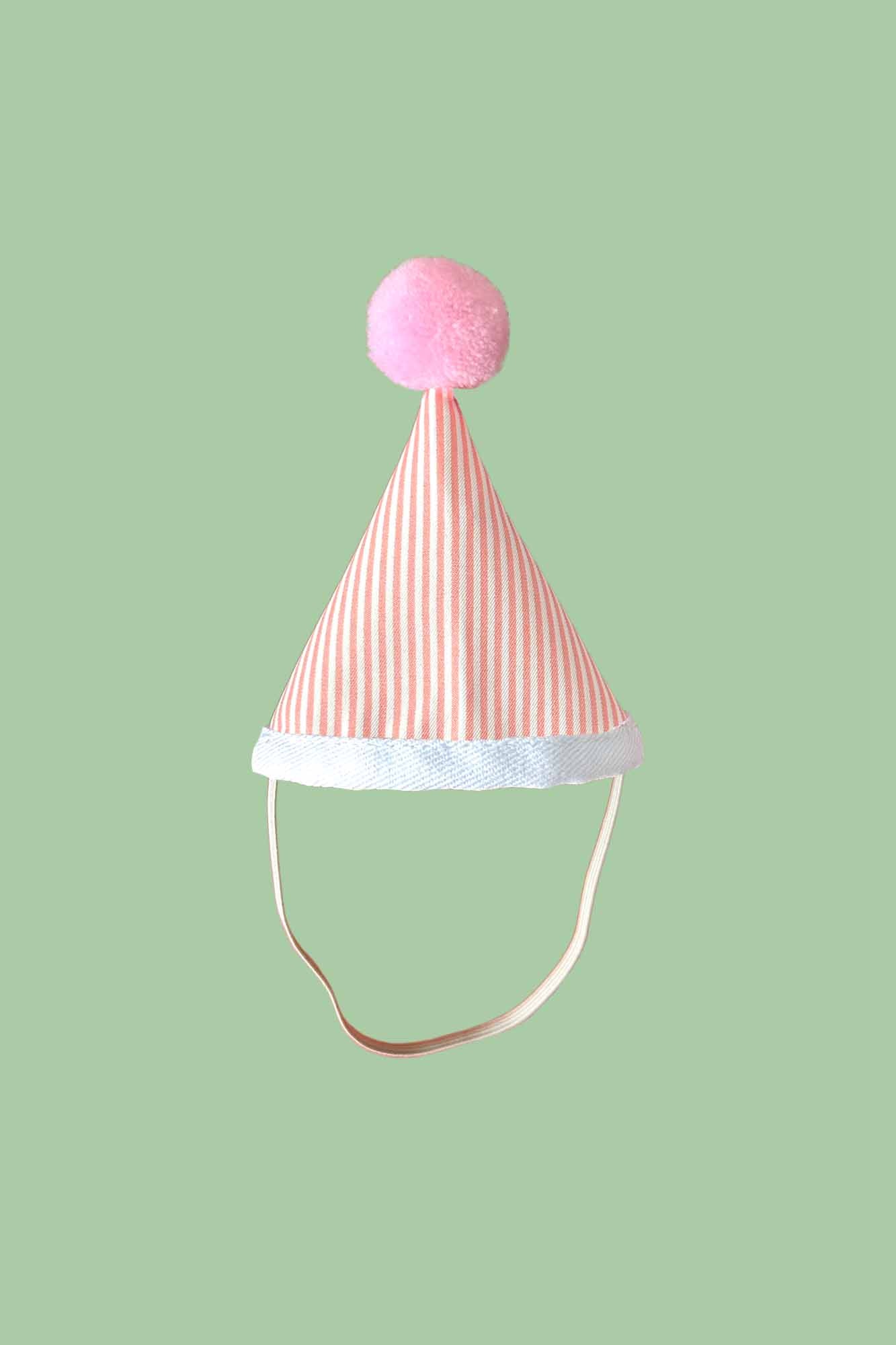 Mini Plush Party Hat Pink Stripes