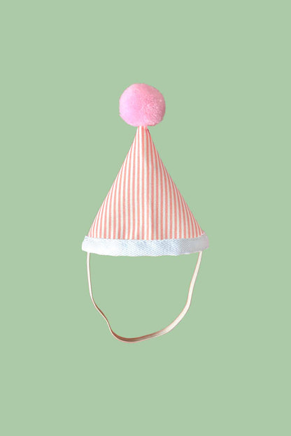 Mini Plush Party Hat Pink Stripes
