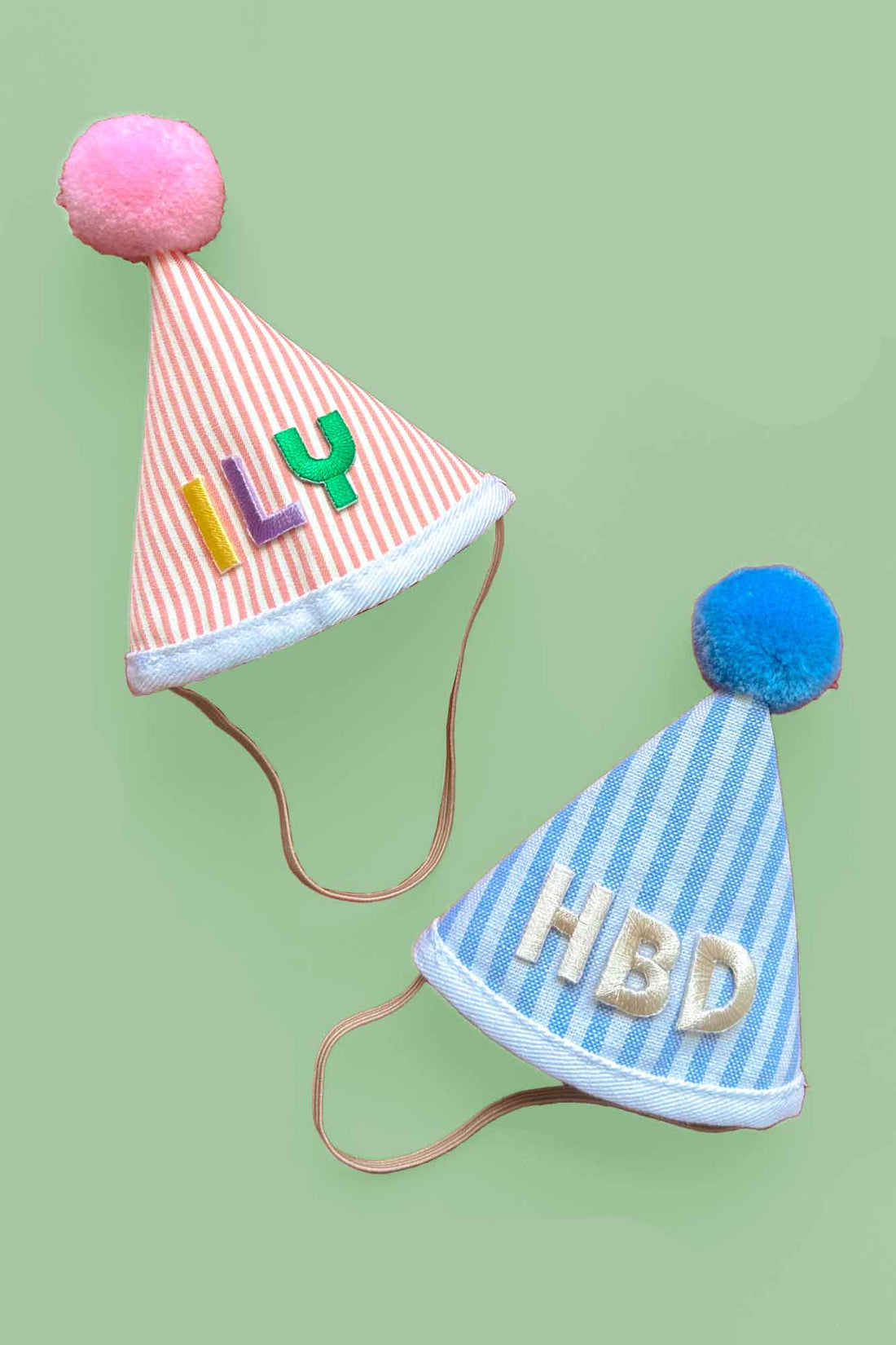 Mini Plush Party Hat Pink Stripes