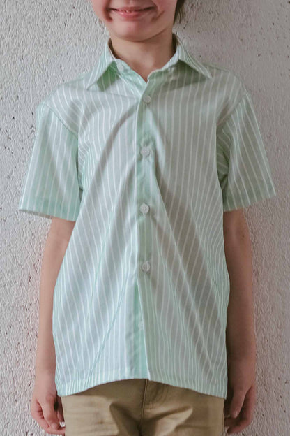 Mint Stripe Collared Shirt